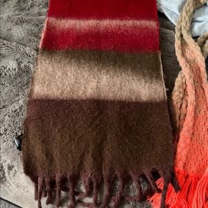 Red and Brown Striped Scarf